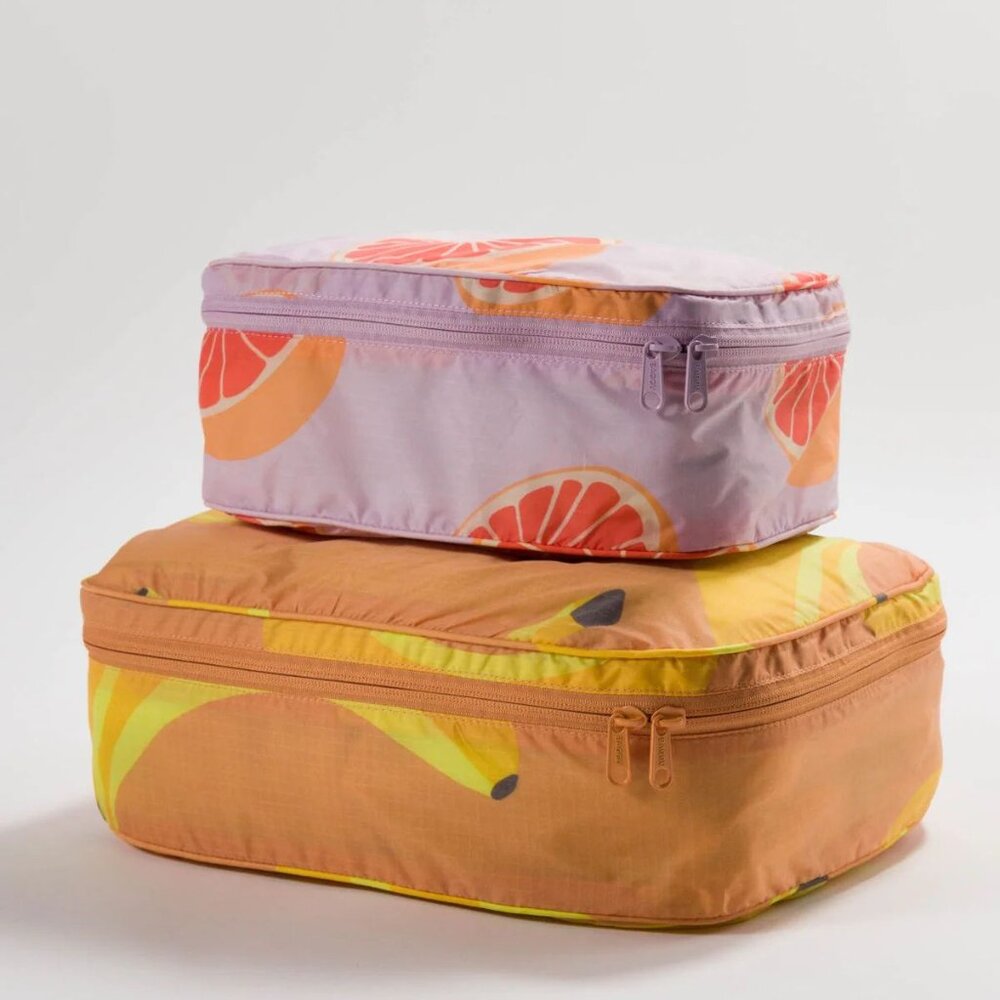 NWT Baggu Packing Cube Set - Archive Fruits (Grapefruit, Banana) - Picture 2 of 4